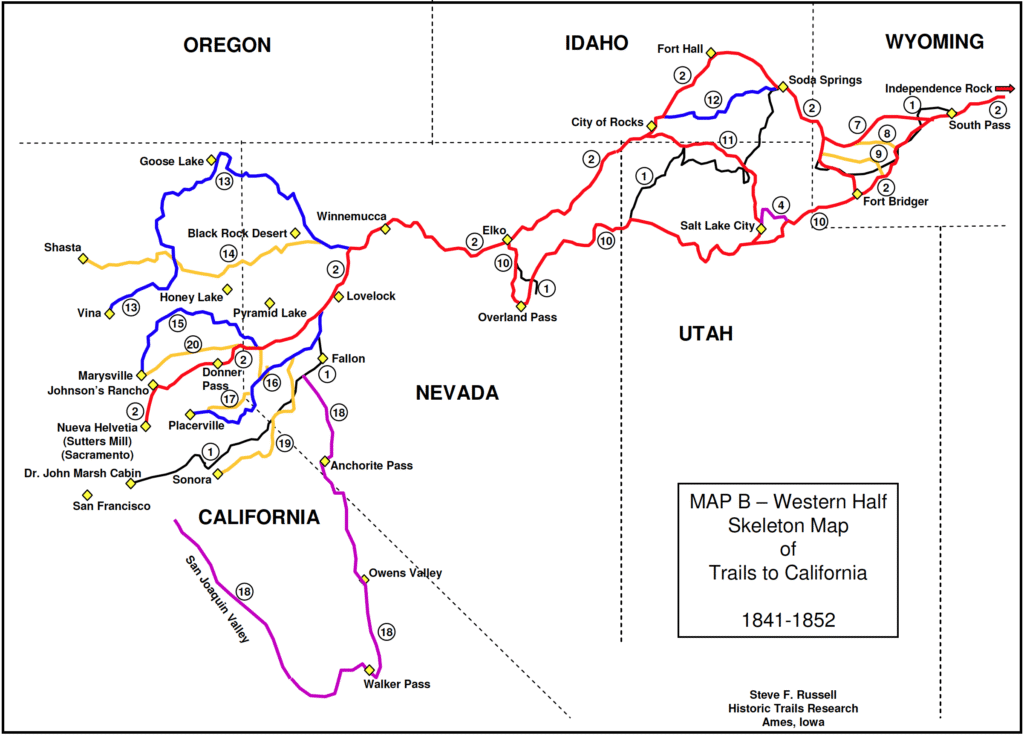 Trails to California Skeleton Map: Western Half