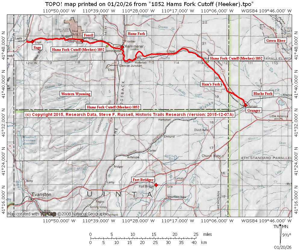 1852 Hams Fork Cutoff Map