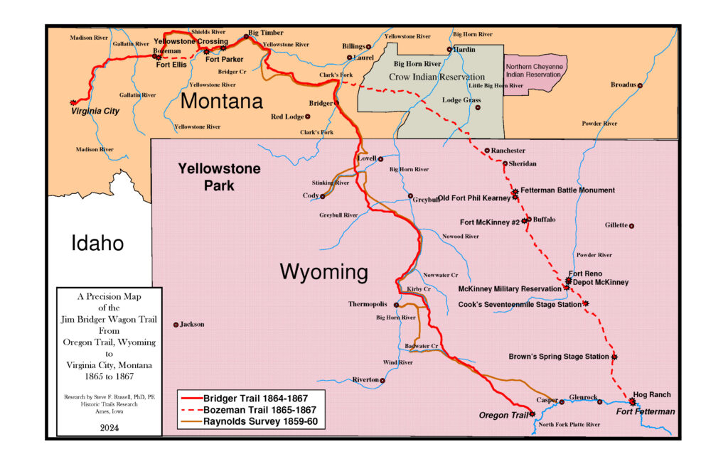 1864 Bridger's Wagon Trail skeleton map
