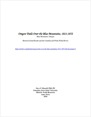 Oregon Trails Over the Blue Mountains 1811-1852