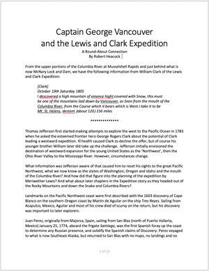 Captain George Vancouver and Lewis and Clark page 1