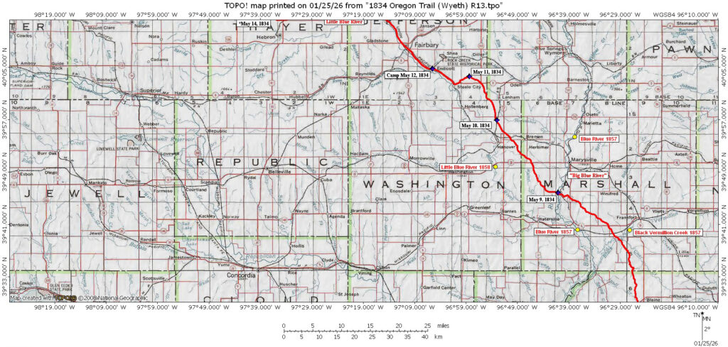 Wyeth 1834 Oregon Trail Map 2