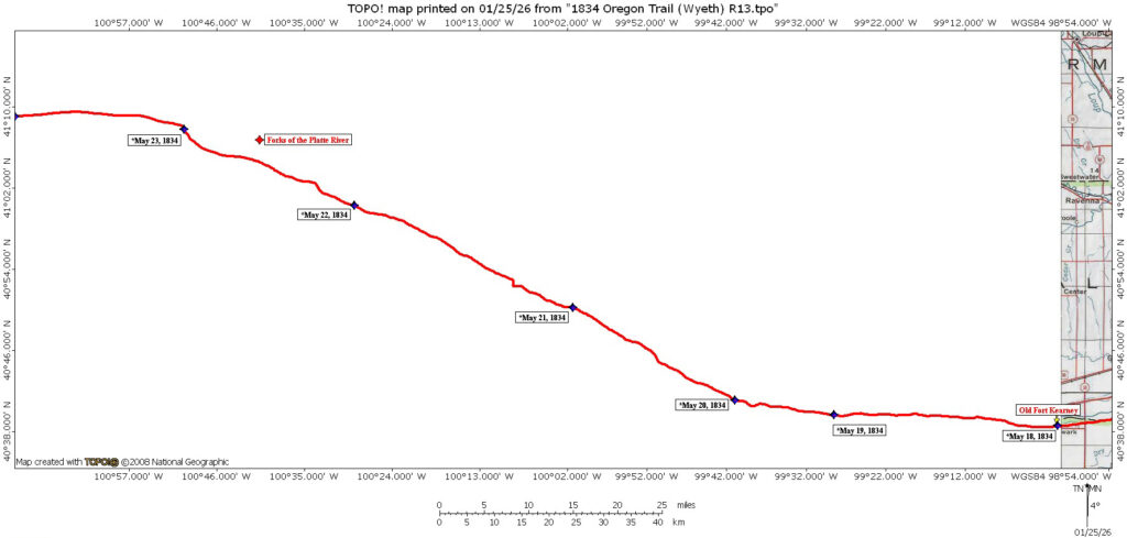 Wyeth 1834 Oregon Trail Map 4