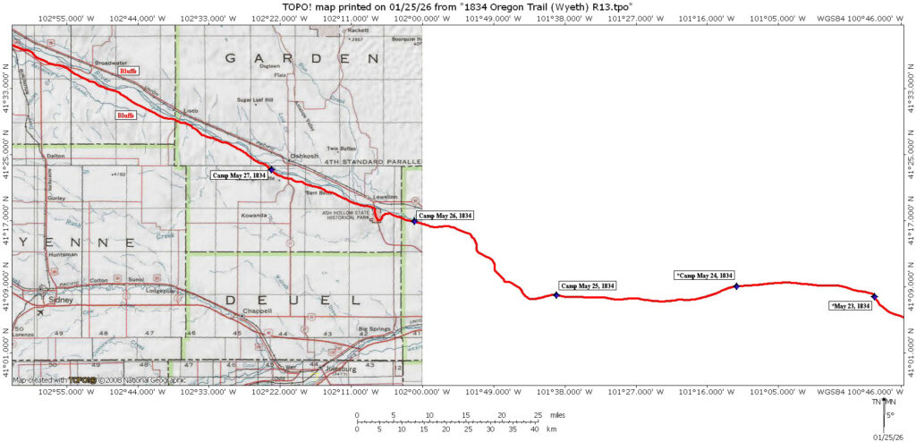 Wyeth 1834 Oregon Trail Map 5