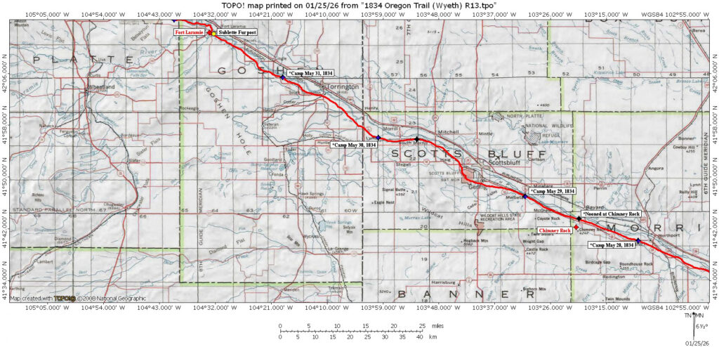 Wyeth 1834 Oregon Trail Map 6