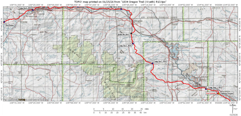 Wyeth 1834 Oregon Trail Map 7