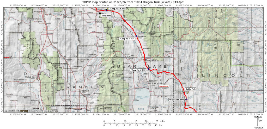 Wyeth 1834 Oregon Trail Map 11