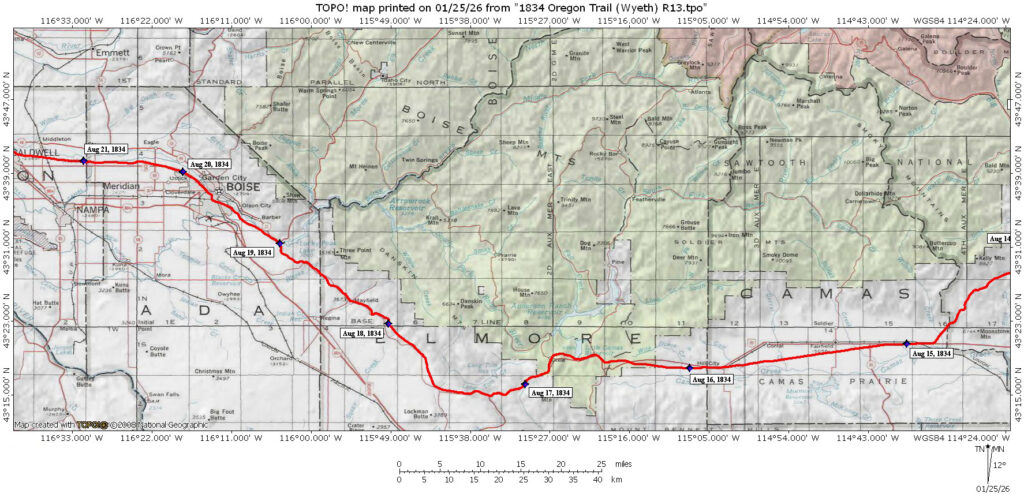 Wyeth 1834 Oregon Trail Map 14