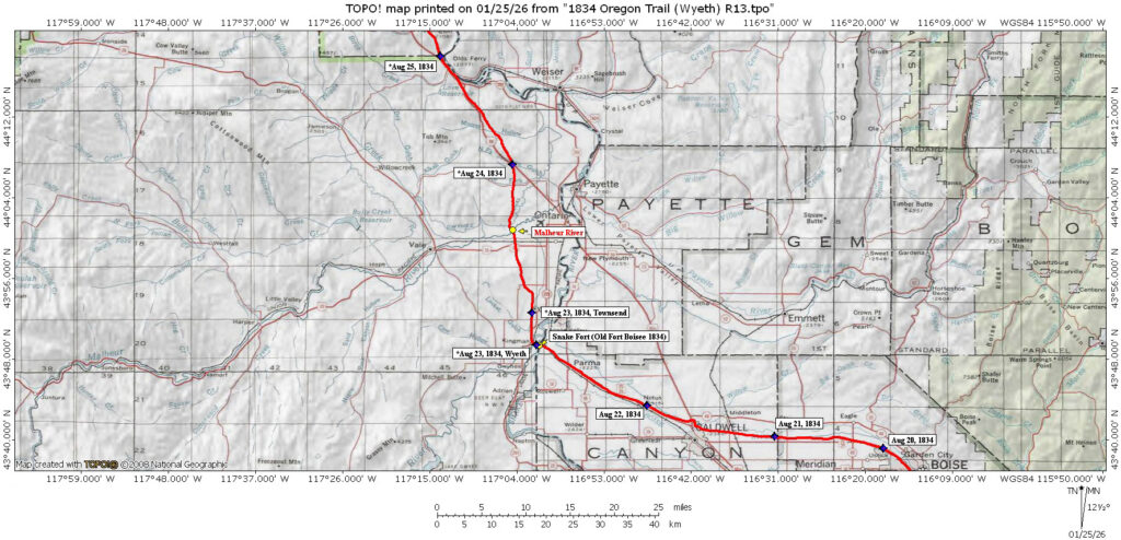 Wyeth 1834 Oregon Trail Map 15