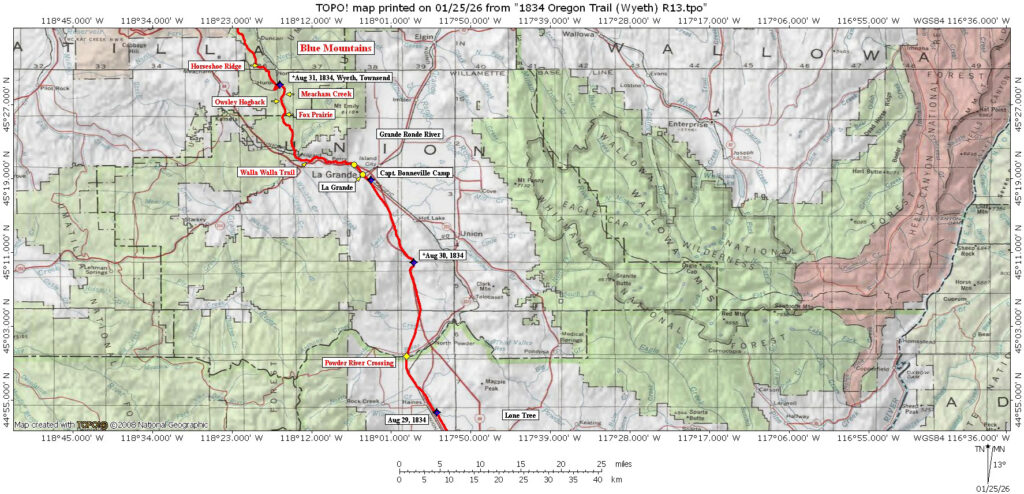 Wyeth 1834 Oregon Trail Map 17