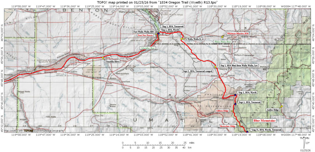 Wyeth 1834 Oregon Trail Map 18