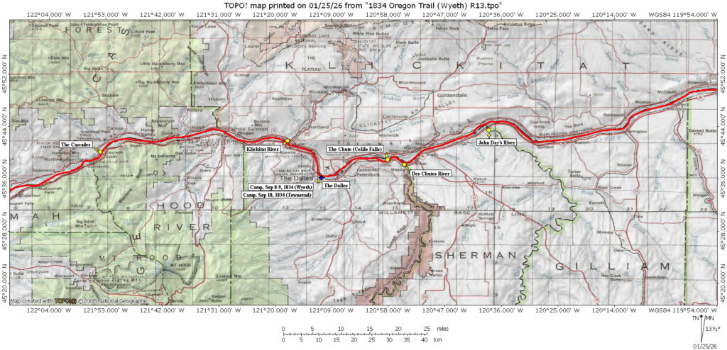 Wyeth 1834 Oregon Trail Map 19